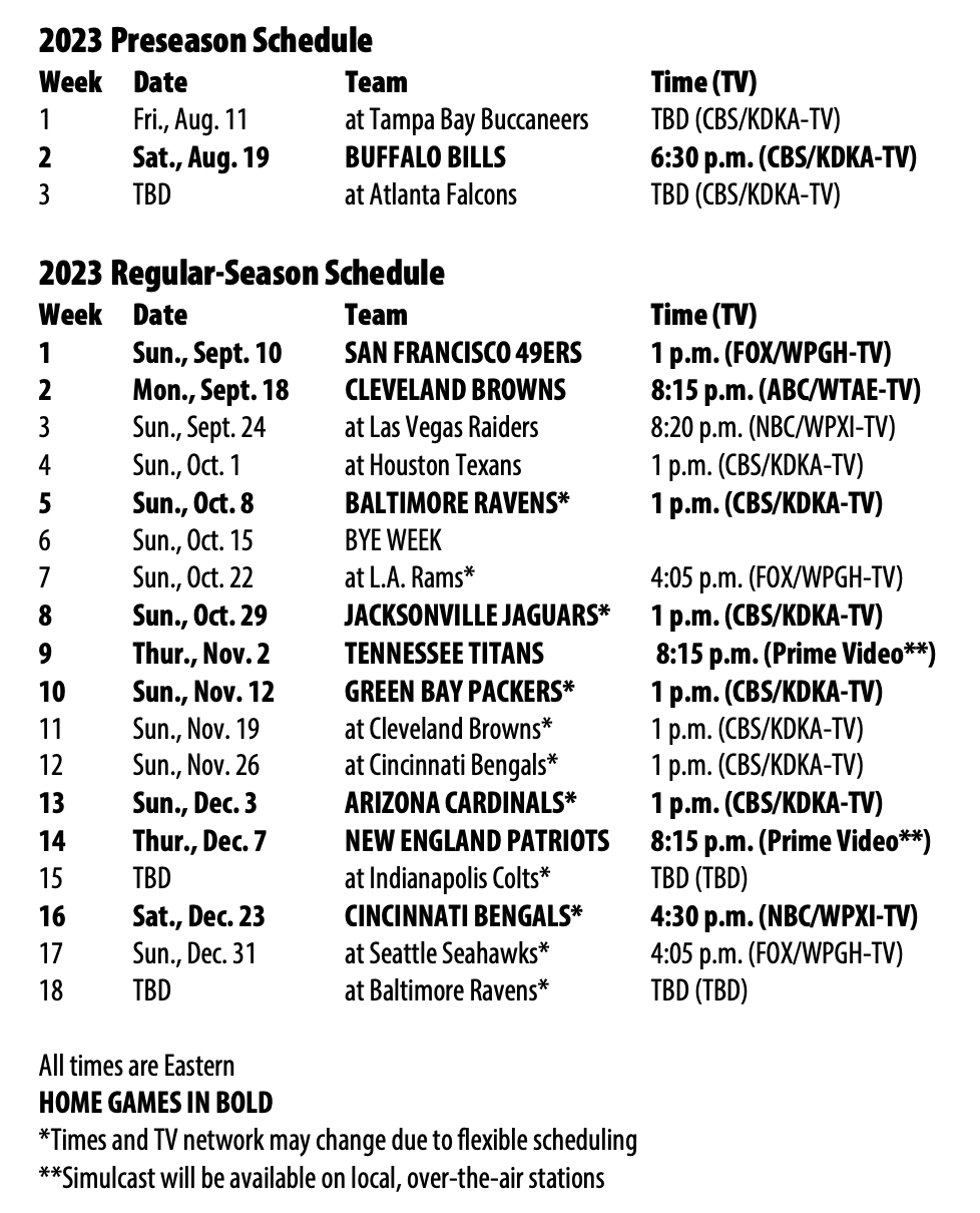 Steelers Schedule For 2024 Season Aili Nikoletta